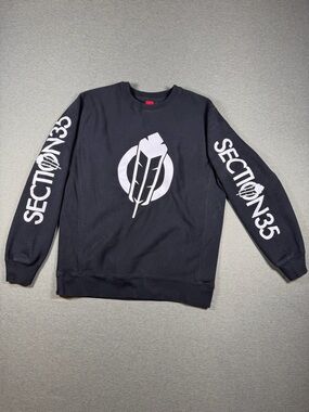 Black Crewneck Sweater with White Feather Logo